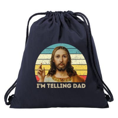 Im Telling Dad Funny Religious Christian Jesus Meme Drawstring Bag