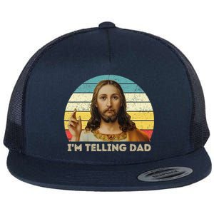 Im Telling Dad Funny Religious Christian Jesus Meme Flat Bill Trucker Hat