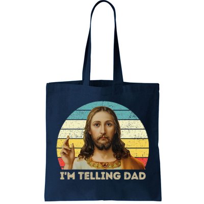 Im Telling Dad Funny Religious Christian Jesus Meme Tote Bag