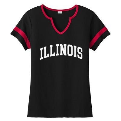 Illinois Throwback Design Classic Ladies Halftime Notch Neck Tee