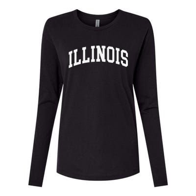 Illinois Throwback Design Classic Womens Cotton Relaxed Long Sleeve T-Shirt