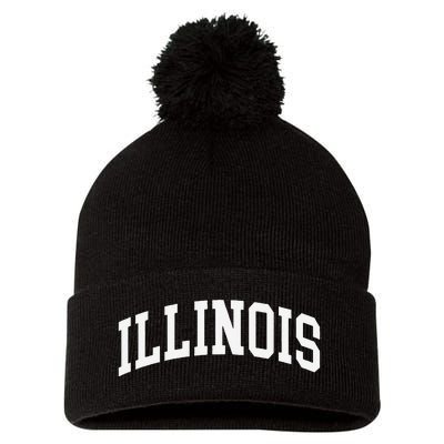 Illinois Throwback Design Classic Pom Pom 12in Knit Beanie