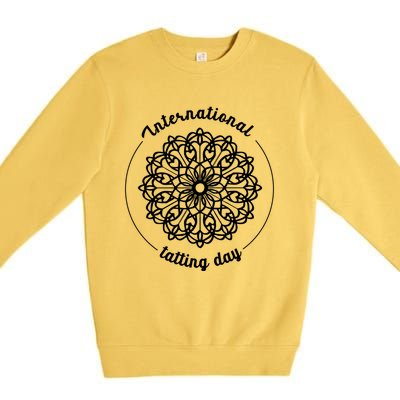 International Tatting Day Lace Textile Art Craft Diy Gift Premium Crewneck Sweatshirt