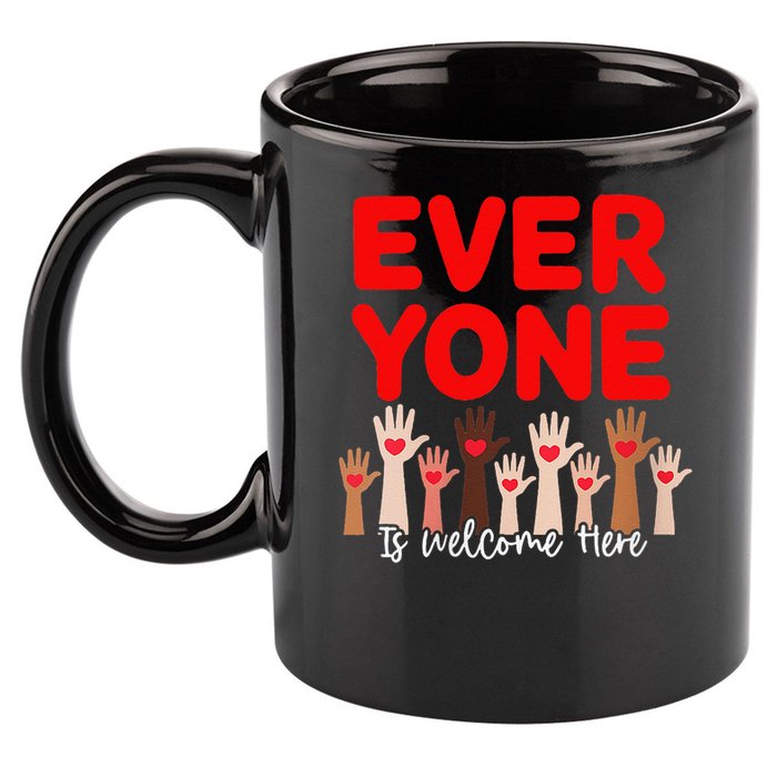 Idaho Teacher Everyone Is Welcome Here Fist Hand Support 11oz C Handle Ceramic Mug