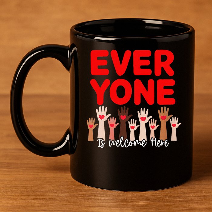 Idaho Teacher Everyone Is Welcome Here Fist Hand Support 11oz C Handle Ceramic Mug