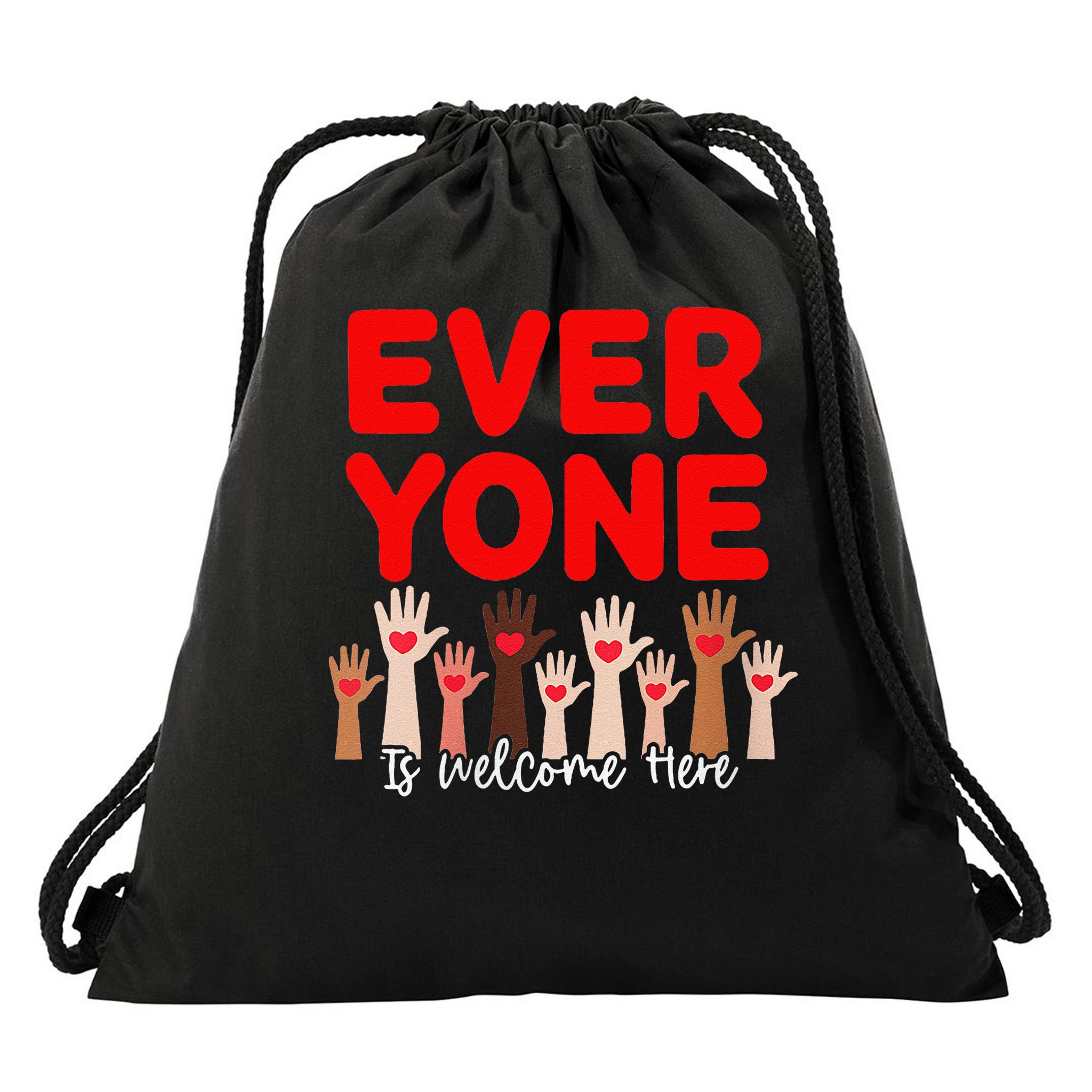 Idaho Teacher Everyone Is Welcome Here Fist Hand Support Drawstring Bag