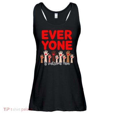 Idaho Teacher Everyone Is Welcome Here Fist Hand Support Ladies Essential Flowy Tank
