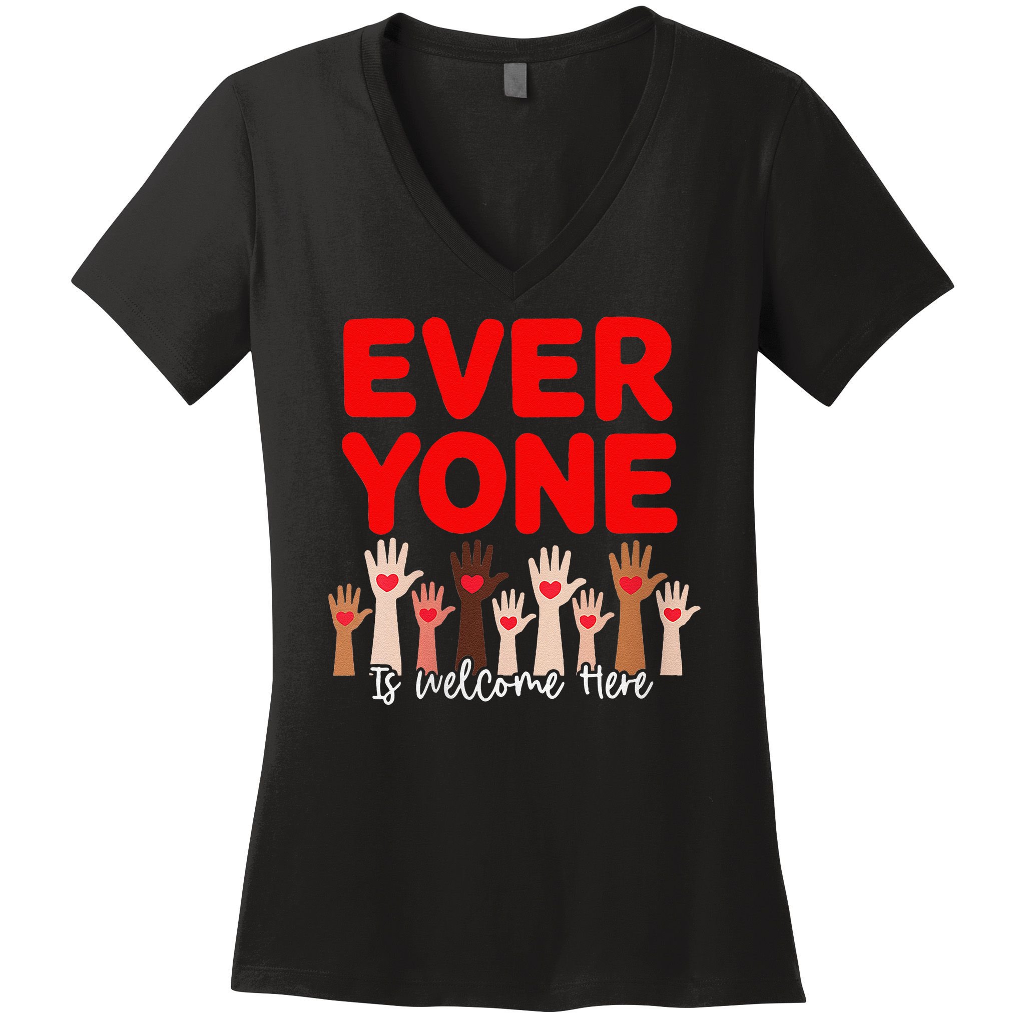 Idaho Teacher Everyone Is Welcome Here Fist Hand Support Women's V-Neck T-Shirt