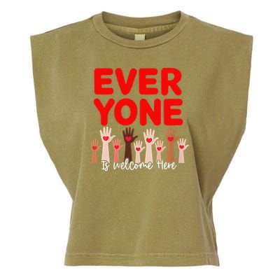 Idaho Teacher Everyone Is Welcome Here Fist Hand Support Garment-Dyed Women's Muscle Tee