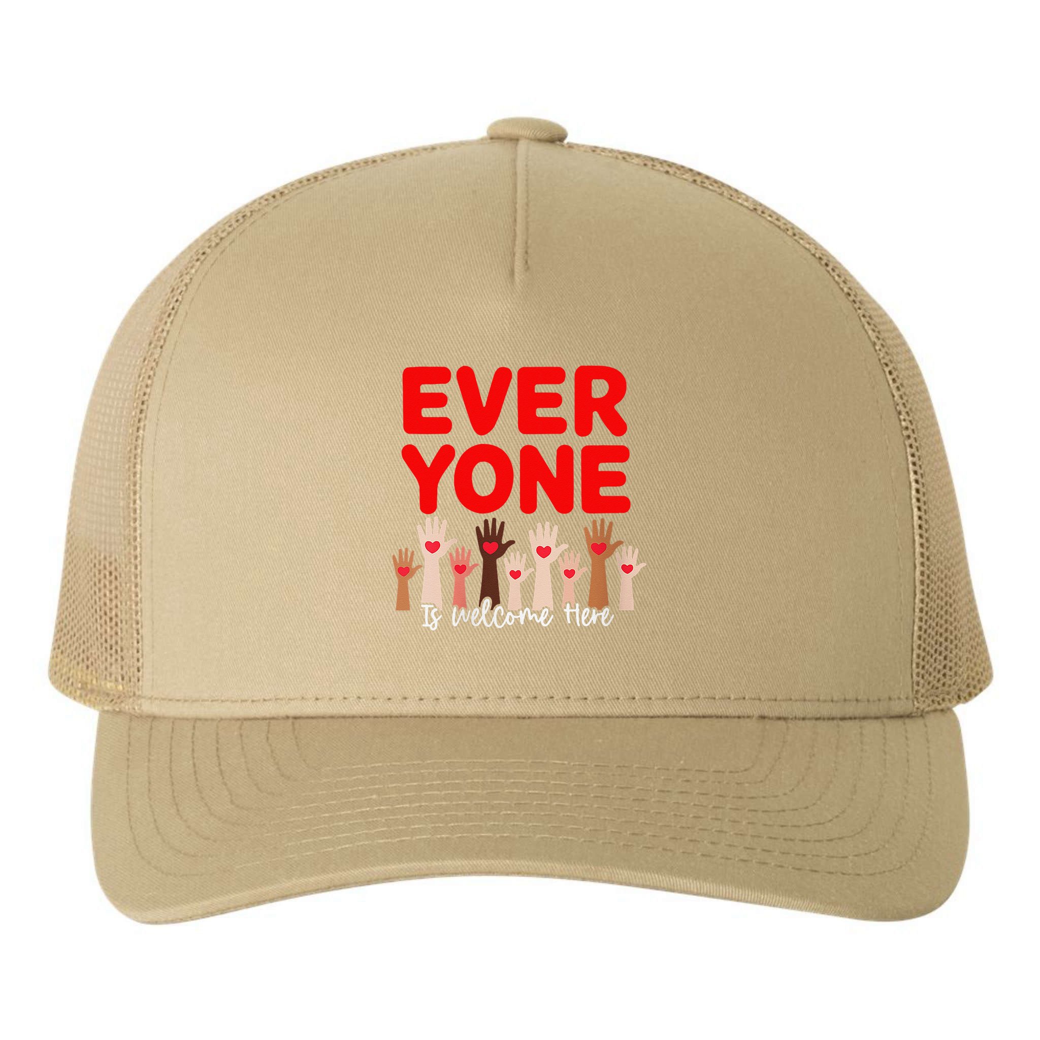 Idaho Teacher Everyone Is Welcome Here Fist Hand Support Yupoong Adult 5-Panel Trucker Hat