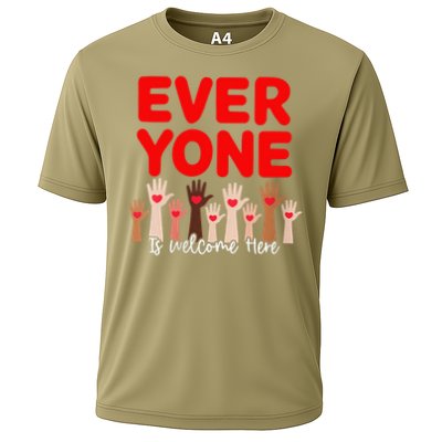 Idaho Teacher Everyone Is Welcome Here Fist Hand Support Performance Shirt