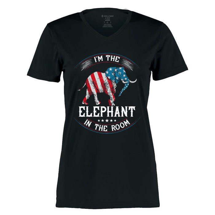 Im The Elephant In The Room Republica Conservative Women's Momentum V-Neck T-Shirt