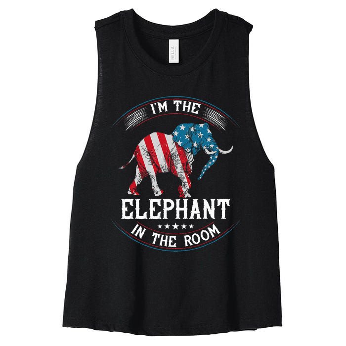 Im The Elephant In The Room Republica Conservative Women's Racerback Cropped Tank