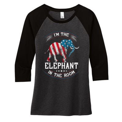 Im The Elephant In The Room Republica Conservative Women's Tri-Blend 3/4-Sleeve Raglan Shirt