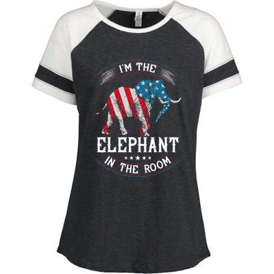 Im The Elephant In The Room Republica Conservative Enza Ladies Jersey Colorblock Tee