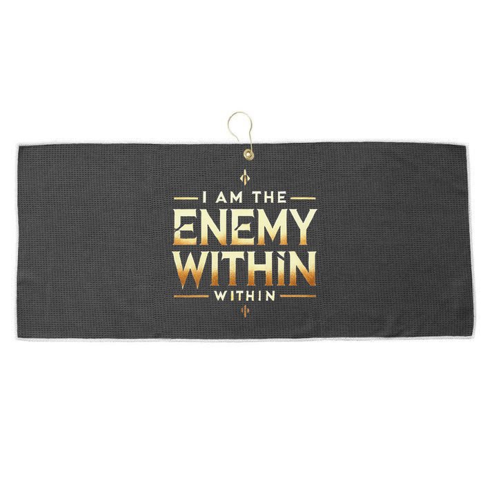I´M The Enemy Within Bold Motivational Statement Large Microfiber Waffle Golf Towel