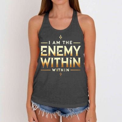 I´M The Enemy Within Bold Motivational Statement Women's Knotted Racerback Tank