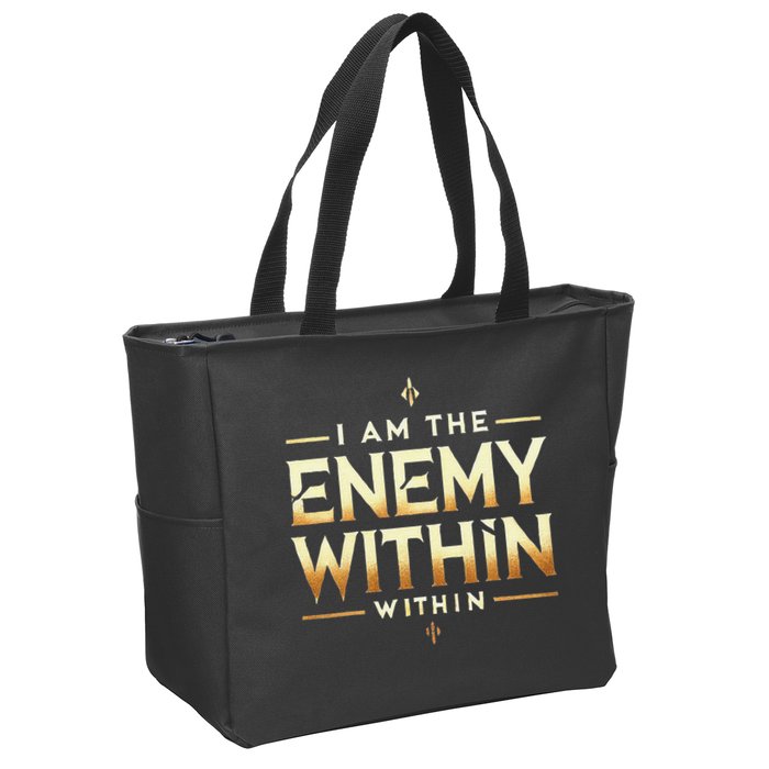 I´M The Enemy Within Bold Motivational Statement Zip Tote Bag