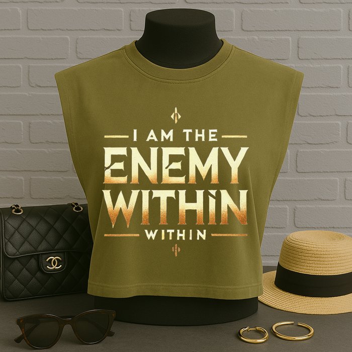 I´M The Enemy Within Bold Motivational Statement Garment-Dyed Women's Muscle Tee