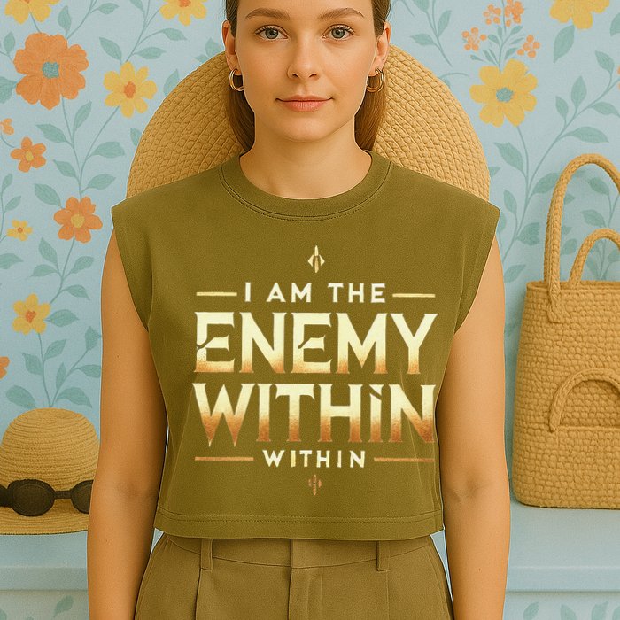 I´M The Enemy Within Bold Motivational Statement Garment-Dyed Women's Muscle Tee