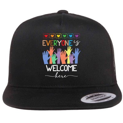 Idaho Teacher Everyone Is Welcome Here Fist Hand Support Flat Bill Trucker Hat
