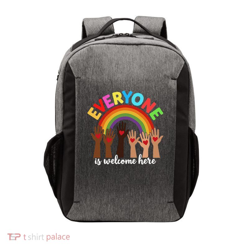 Idaho Teacher Everyone Is Welcome Here Fist Hand Support Vector Backpack
