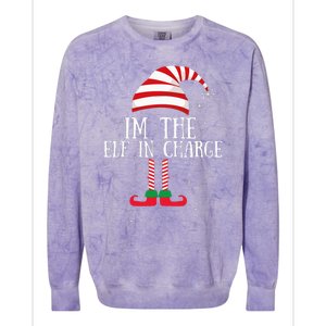 IM The Elf In Charge Christmas Gift Group Family Matching Colorblast Crewneck Sweatshirt