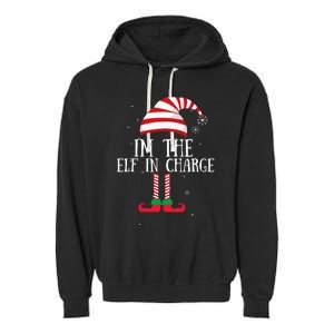 IM The Elf In Charge Christmas Gift Group Family Matching Garment-Dyed Fleece Hoodie