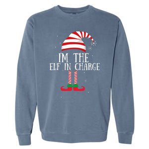 IM The Elf In Charge Christmas Gift Group Family Matching Garment-Dyed Sweatshirt