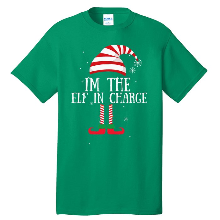 IM The Elf In Charge Christmas Gift Group Family Matching Tall T-Shirt