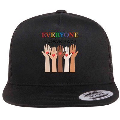 Idaho Teacher Everyone Is Welcome Here Fist Hand Support Flat Bill Trucker Hat