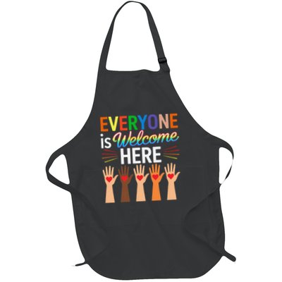 Idaho Teacher Everyone Is Welcome Here Fist Hand Support Full-Length Apron With Pockets