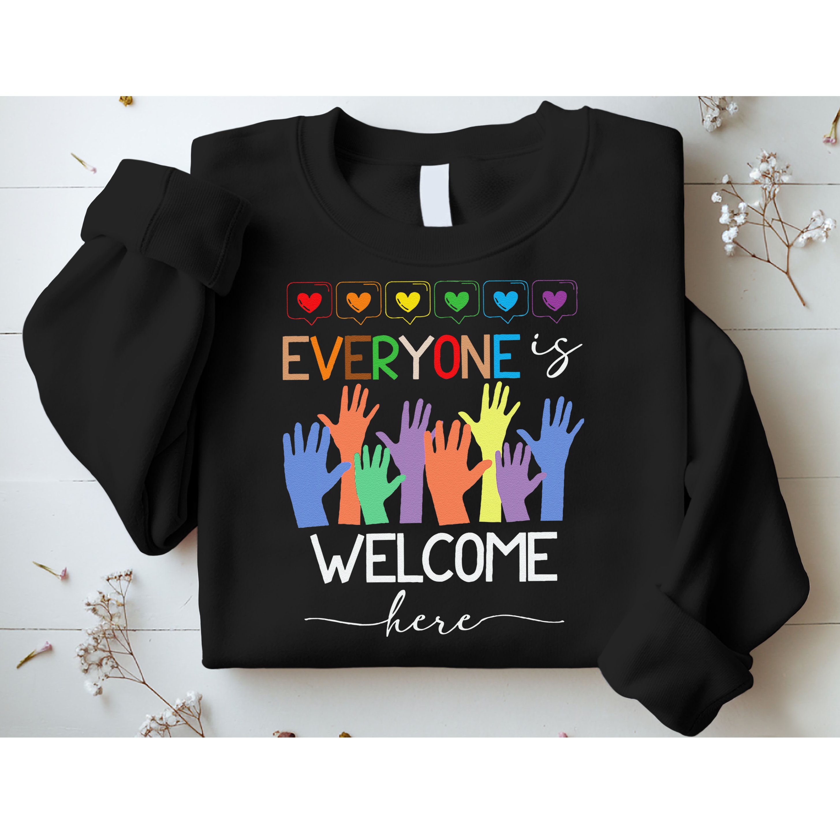 Idaho Teacher Everyone Is Welcome Here Fist Hand Support Sweatshirt