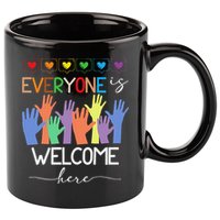 Idaho Teacher Everyone Is Welcome Here Fist Hand Support 11oz C Handle Ceramic Mug