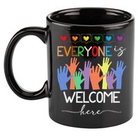 Idaho Teacher Everyone Is Welcome Here Fist Hand Support 11oz C Handle Ceramic Mug
