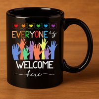 Idaho Teacher Everyone Is Welcome Here Fist Hand Support 11oz C Handle Ceramic Mug