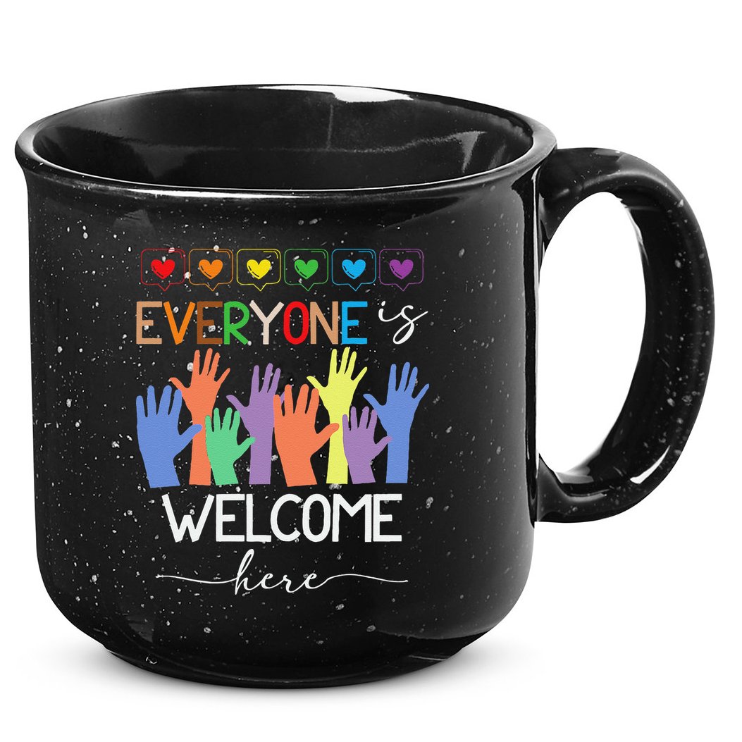 Idaho Teacher Everyone Is Welcome Here Fist Hand Support 15oz Campfire Ceramic Mug