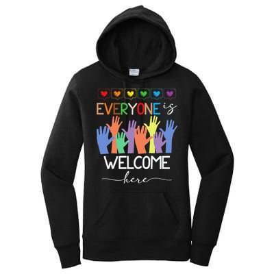 Idaho Teacher Everyone Is Welcome Here Fist Hand Support Women's Pullover Hoodie