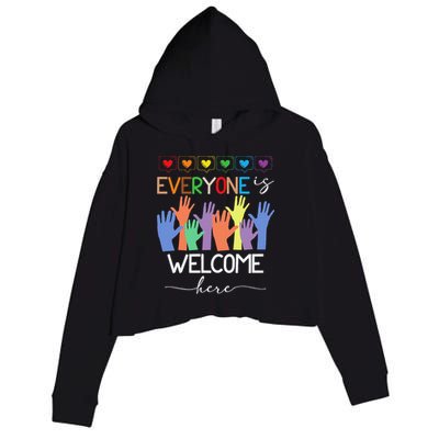 Idaho Teacher Everyone Is Welcome Here Fist Hand Support Crop Fleece Hoodie
