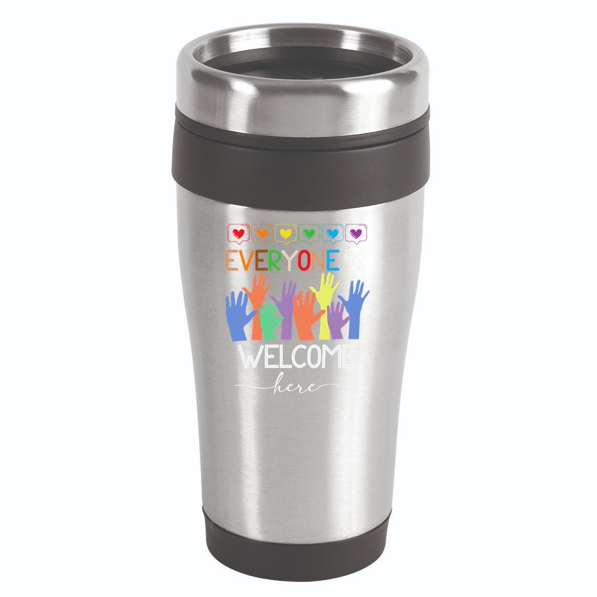 Idaho Teacher Everyone Is Welcome Here Fist Hand Support 16oz Travel Tumbler