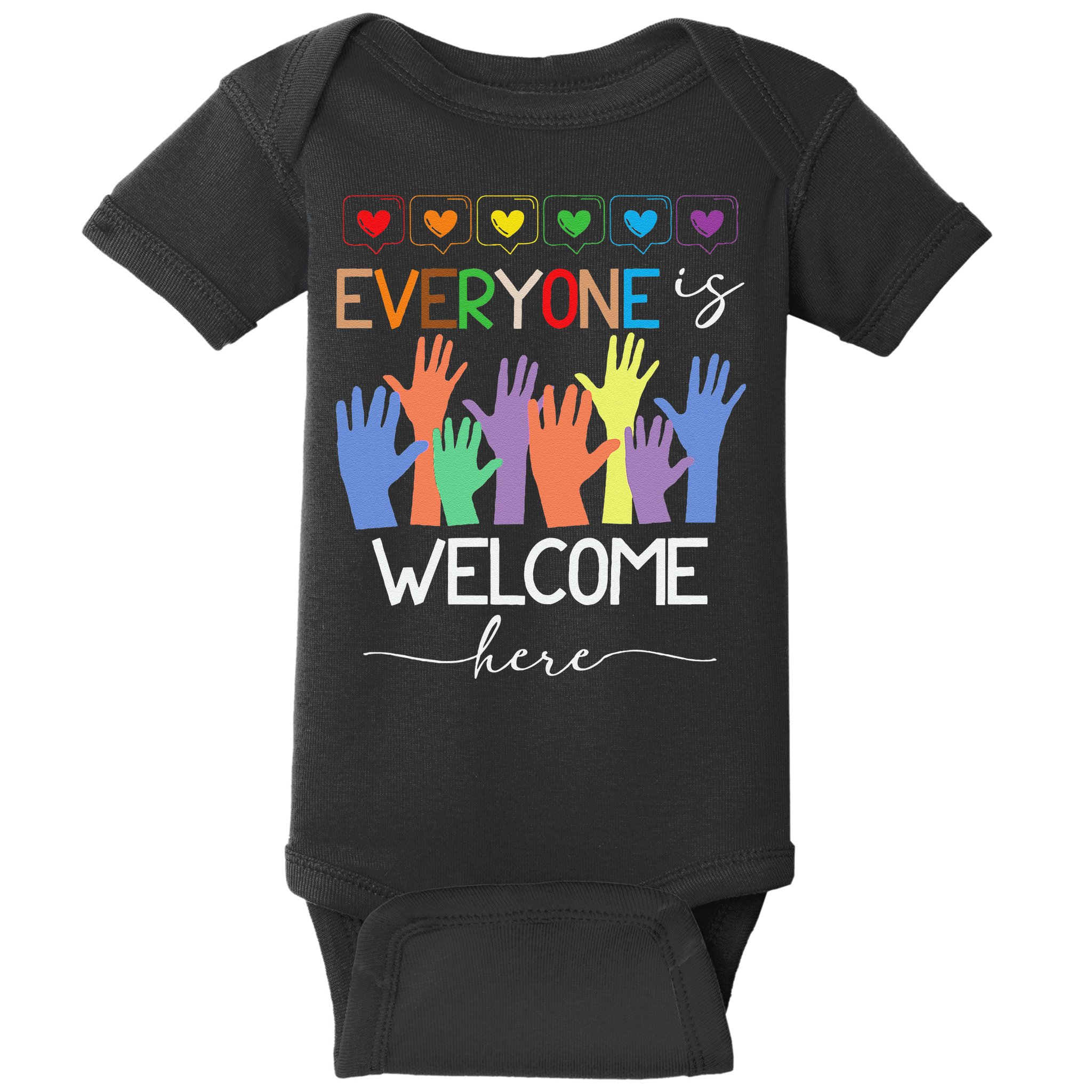 Idaho Teacher Everyone Is Welcome Here Fist Hand Support Baby Bodysuit