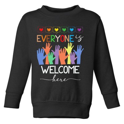 Idaho Teacher Everyone Is Welcome Here Fist Hand Support Toddler Sweatshirt