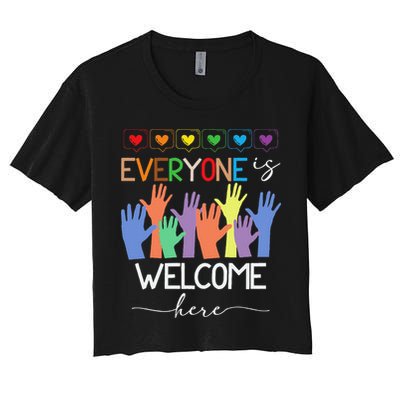 Idaho Teacher Everyone Is Welcome Here Fist Hand Support Crop Top