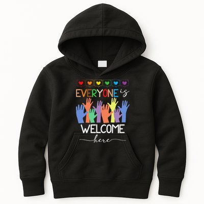 Idaho Teacher Everyone Is Welcome Here Fist Hand Support Kids Hoodie