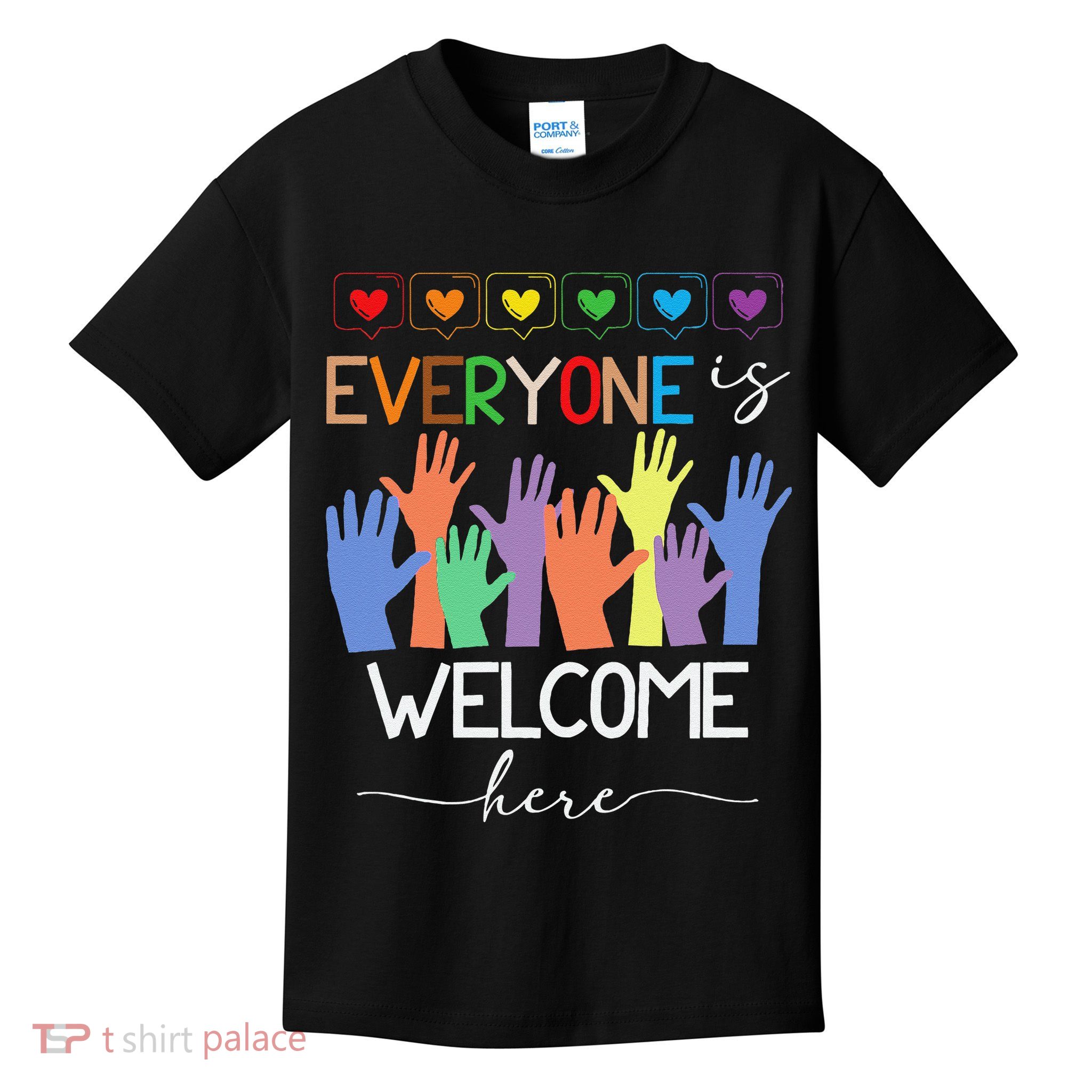 Idaho Teacher Everyone Is Welcome Here Fist Hand Support Kids T-Shirt