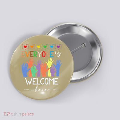 Idaho Teacher Everyone Is Welcome Here Fist Hand Support Button