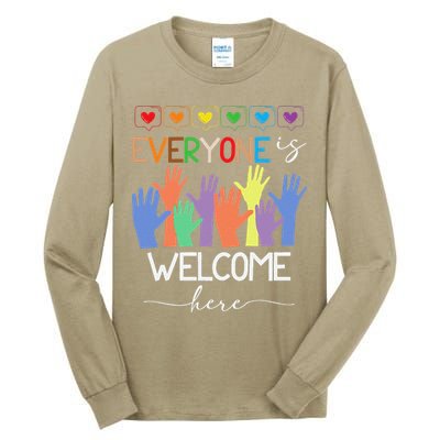 Idaho Teacher Everyone Is Welcome Here Fist Hand Support Tall Long Sleeve T-Shirt
