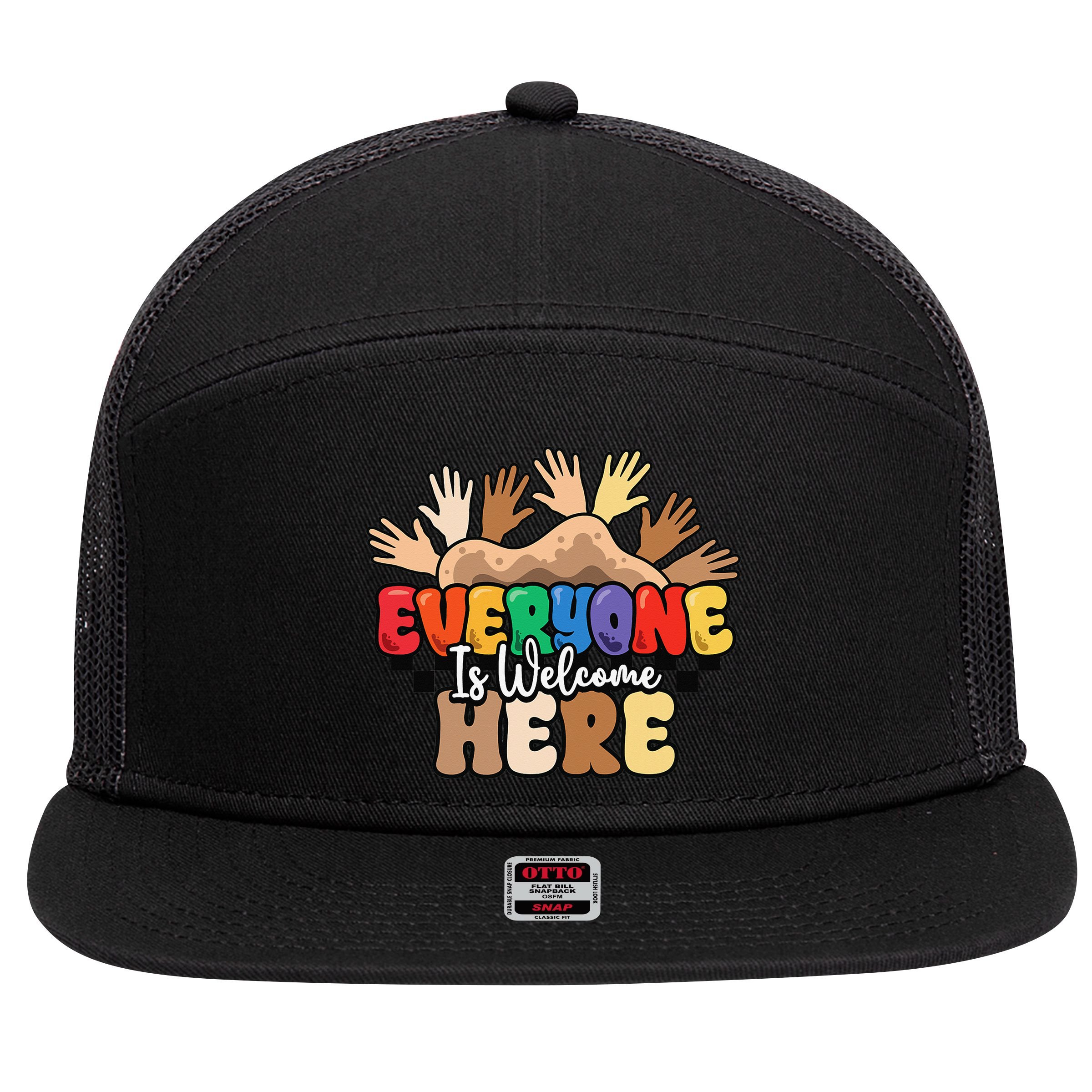 Idaho Teacher Everyone Is Welcome Here Equality LGBT Groovy 7 Panel Mesh Trucker Snapback Hat
