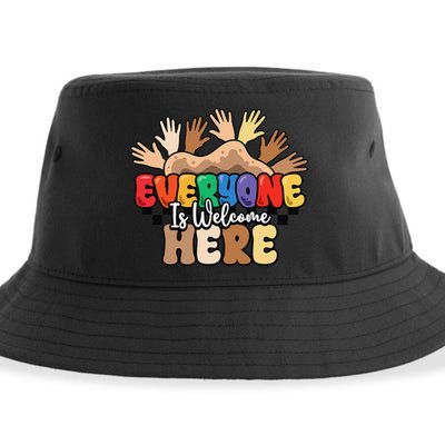 Idaho Teacher Everyone Is Welcome Here Equality LGBT Groovy Sustainable Bucket Hat