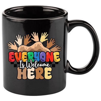 Idaho Teacher Everyone Is Welcome Here Equality LGBT Groovy 11oz C Handle Ceramic Mug